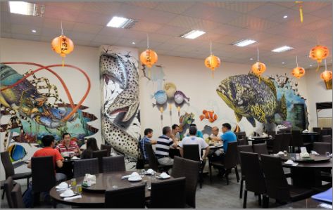 汨罗海鲜餐厅墙体彩绘